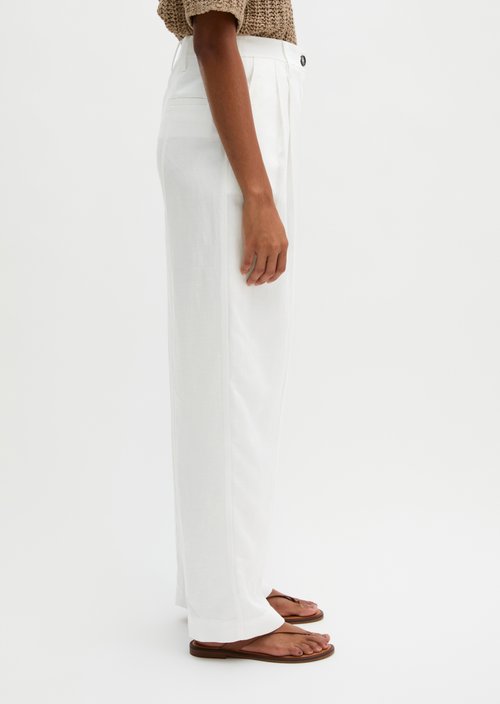 Pleated trousers relaxed — White Cotton