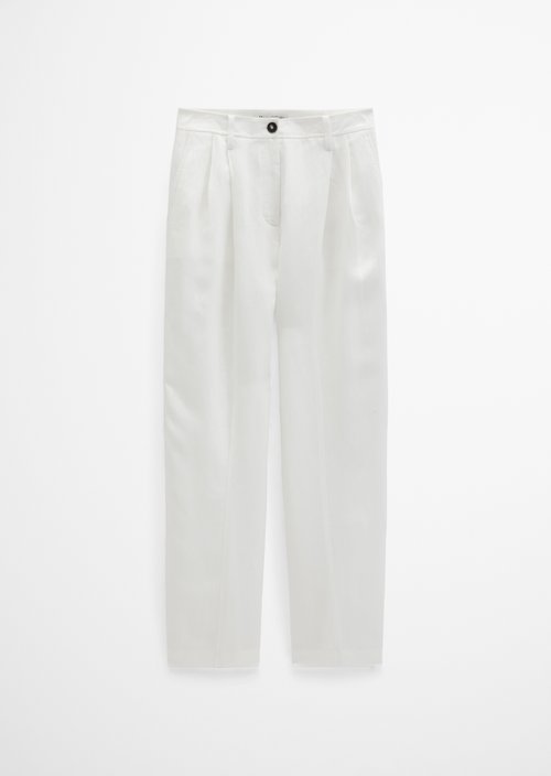 Pleated trousers relaxed — White Cotton