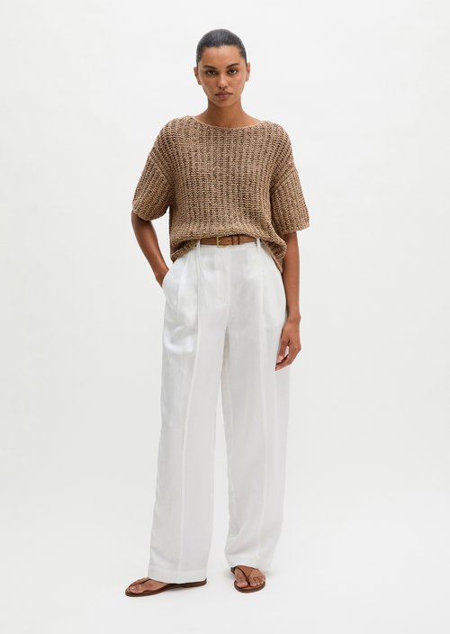 Pleated trousers relaxed — White Cotton
