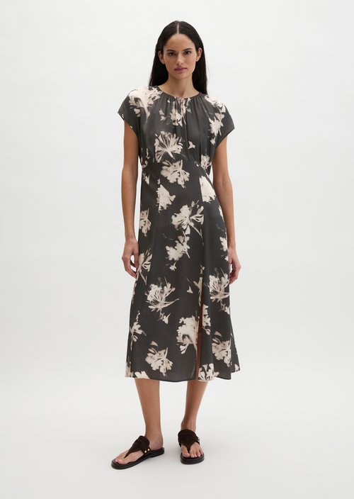 Sleeveless print dress flared — Dark Grey