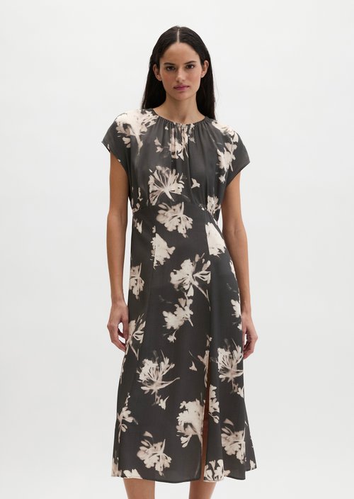 Sleeveless print dress flared — Dark Grey