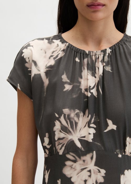 Sleeveless print dress flared — Dark Grey