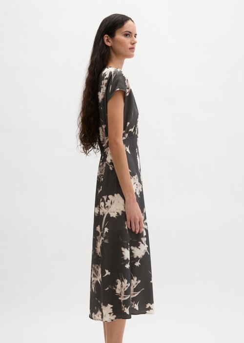 Sleeveless print dress flared — Dark Grey