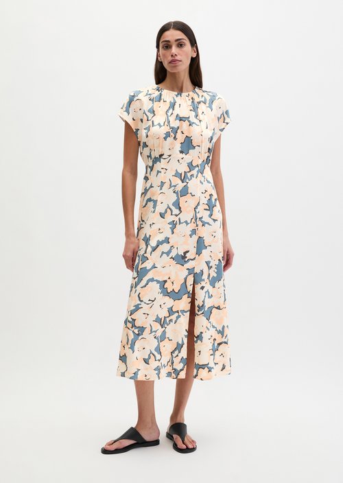 Sleeveless print dress flared — Medium Blue