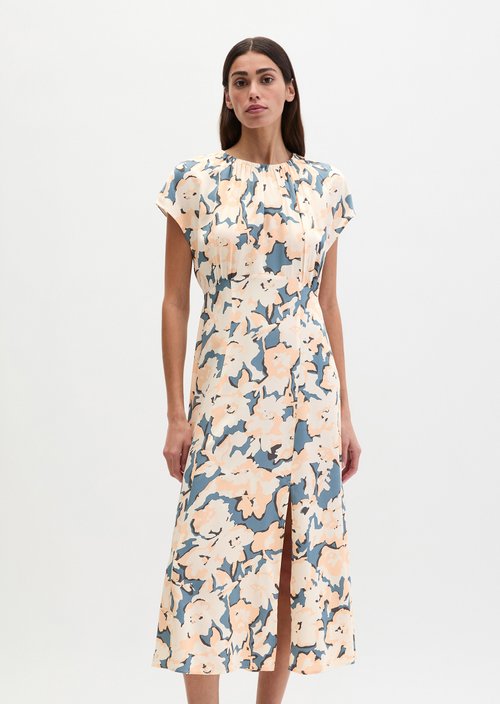 Sleeveless print dress flared — Medium Blue