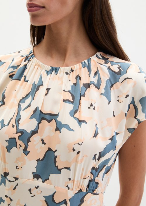 Sleeveless print dress flared — Medium Blue