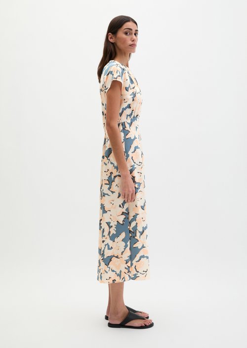 Sleeveless print dress flared — Medium Blue