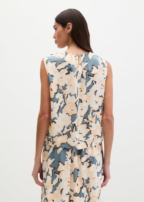 Sleeveless print blouse regular — Medium Blue