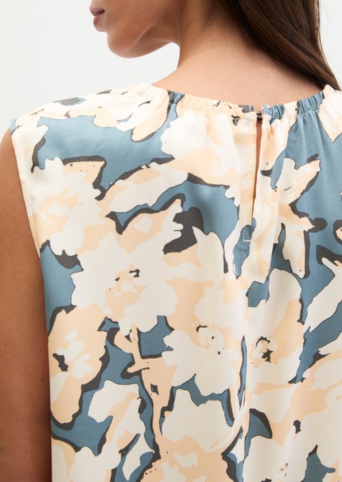 Sleeveless print blouse regular — Medium Blue