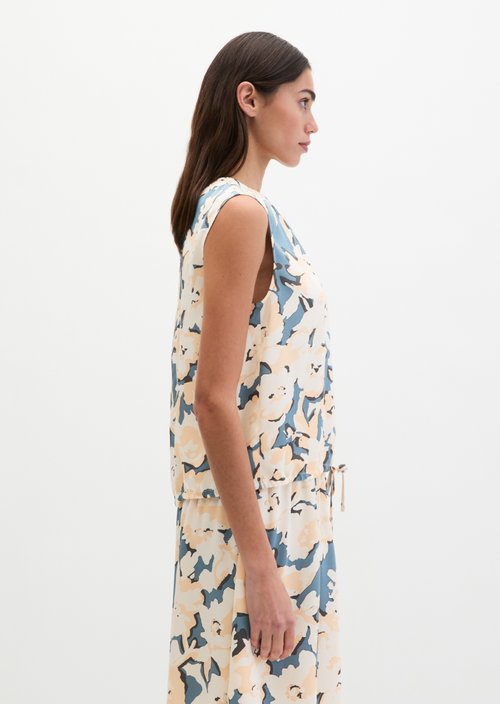 Sleeveless print blouse regular — Medium Blue