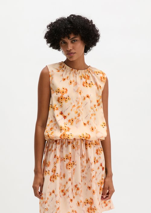 Sleeveless print blouse regular — Bright Orange