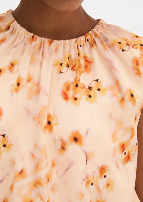 Sleeveless print blouse regular — Bright Orange