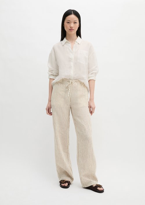 Linen trousers wide — Medium Brown