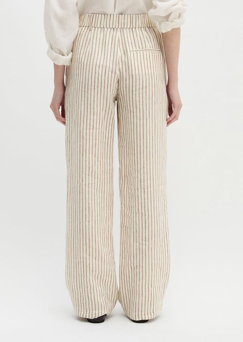 Linen trousers wide — Medium Brown
