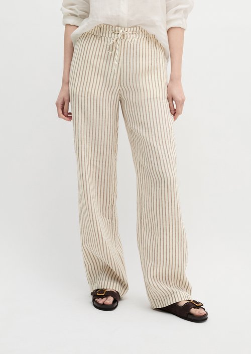 Linen trousers wide — Medium Brown