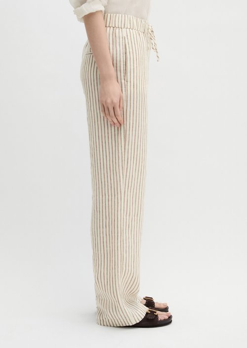 Linen trousers wide — Medium Brown