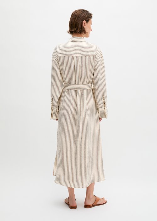 Linen blouse dress relaxed — Medium Brown