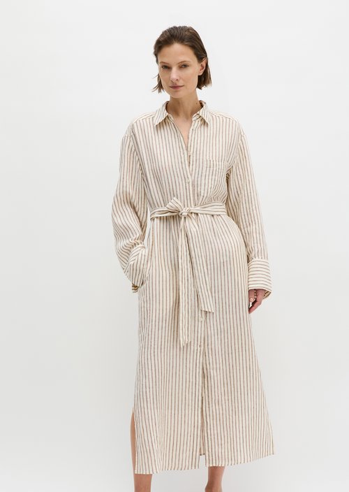 Linen blouse dress relaxed — Medium Brown