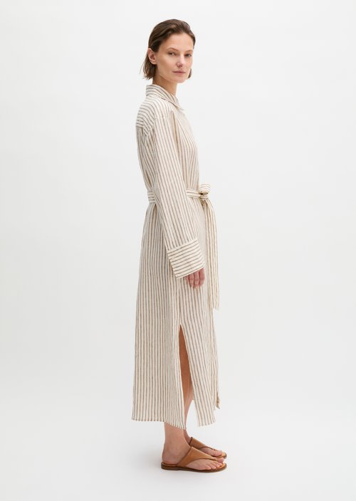 Linen blouse dress relaxed — Medium Brown