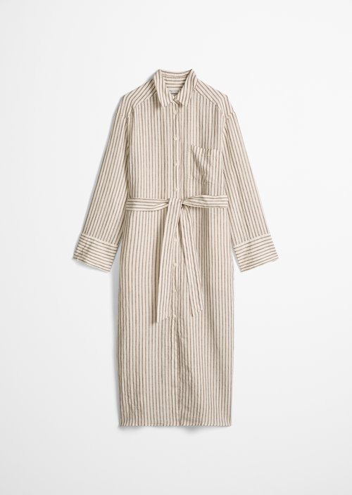 Linen blouse dress relaxed — Medium Brown
