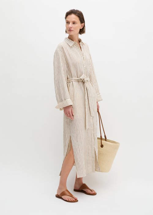 Linen blouse dress relaxed — Medium Brown