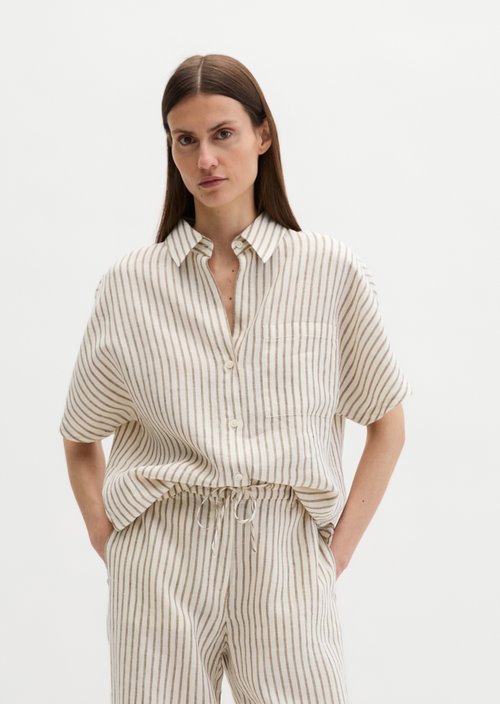 Linen blouse regular — Medium Brown