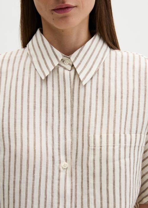 Leinenbluse regular Medium Brown in Detailansicht