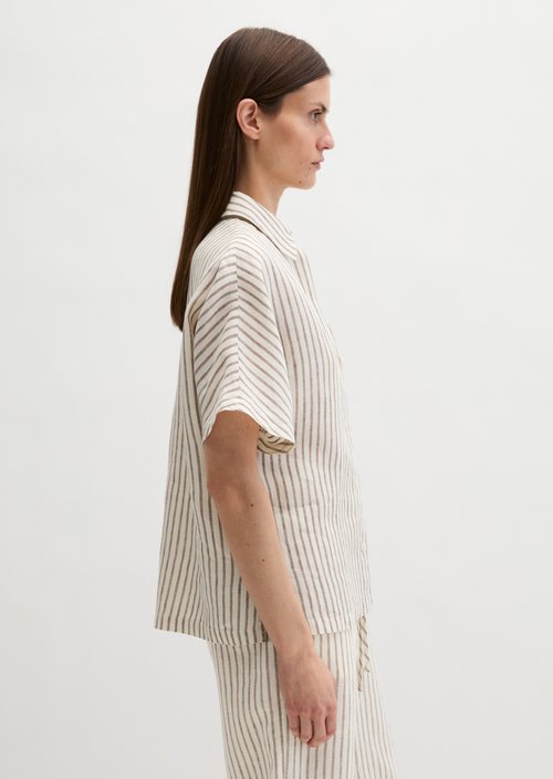 Linen blouse regular — Medium Brown