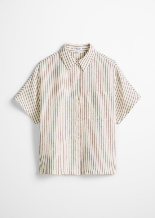 Linen blouse regular — Medium Brown