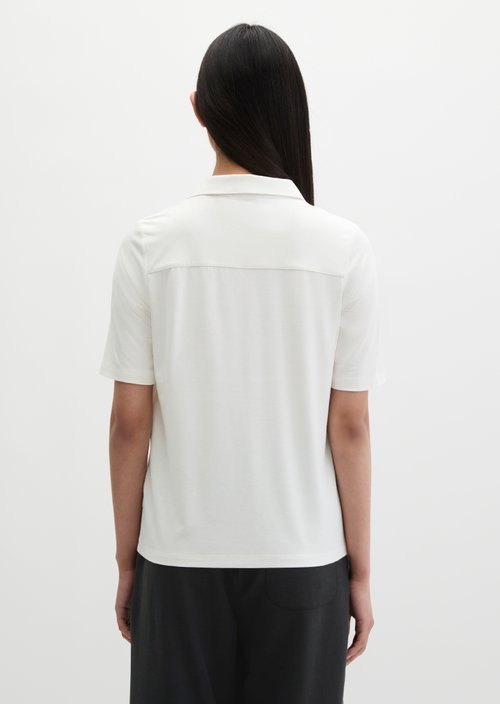 Regular polo-style jersey blouse — White Cotton