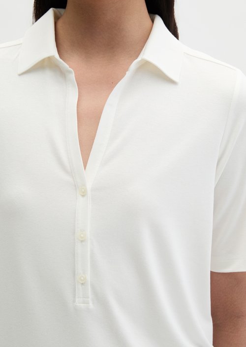 Regular polo-style jersey blouse — White Cotton