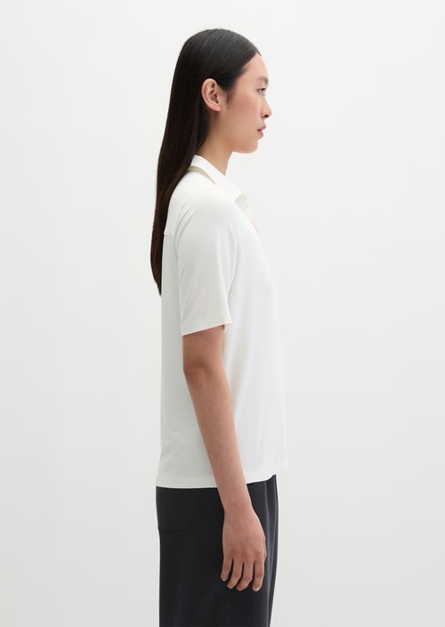 Regular polo-style jersey blouse — White Cotton