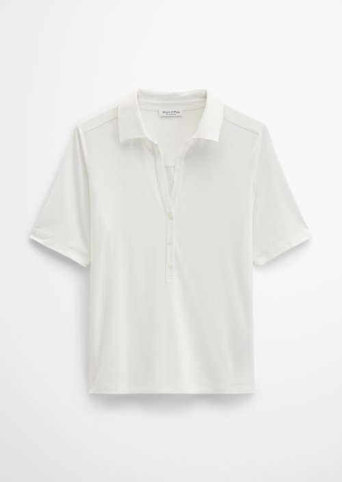 Regular polo-style jersey blouse — White Cotton
