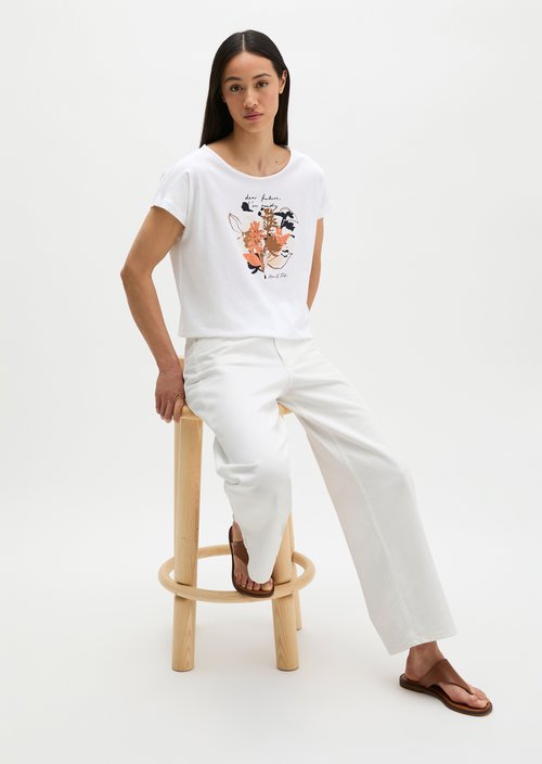 Print T-shirt loose — White