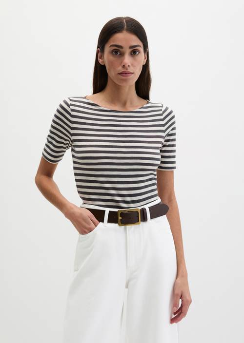 Camiseta de rayas regular Dark Grey en vista frontal