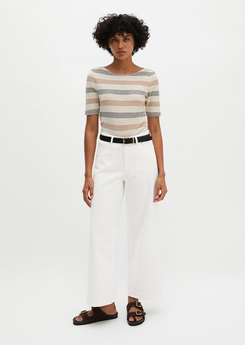 Regular striped T-shirt — Light Beige