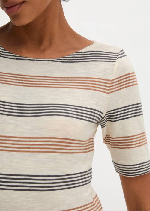 Maglietta regolare a righe Light Beige in vista dettagliata