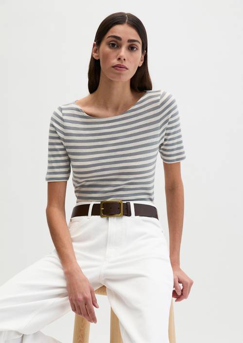 Camiseta de rayas regular Medium Blue en vista frontal