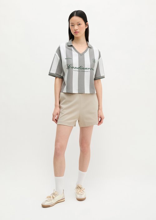 MOP Club '67 Football Shirt Shirt, Cropped, Striped — White