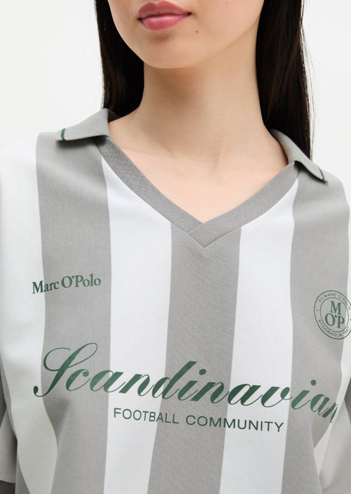 MOP Club '67 Football Shirt Shirt, Cropped, Striped — White