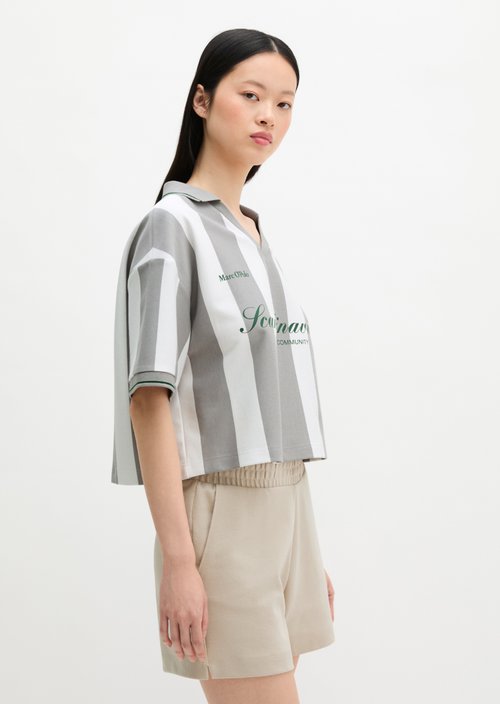 MOP Club '67 Football Shirt Shirt, Cropped, Striped — White