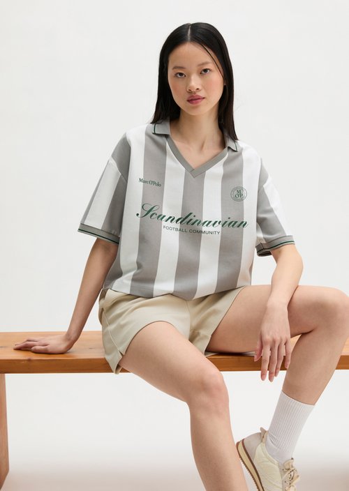 MOP Club '67 Football Shirt Shirt, Cropped, Striped — White