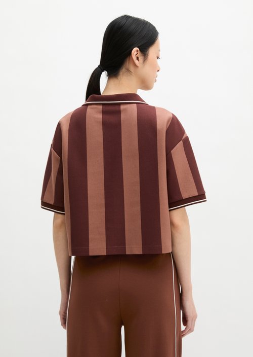 MOP Club '67 Football Shirt Shirt, Cropped, Striped — Mid Brown