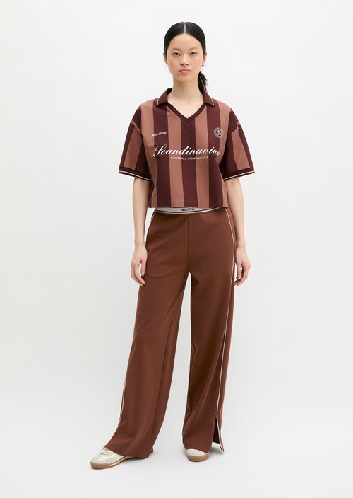 MOP Club '67 Football Shirt Shirt, Cropped, Striped — Mid Brown