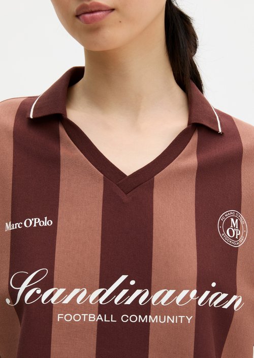 MOP Club '67 Football Shirt Shirt, Cropped, Striped — Mid Brown