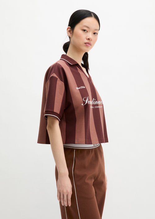 MOP Club '67 Football Shirt Shirt, Cropped, Striped — Mid Brown