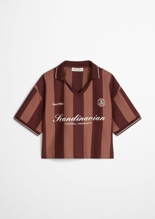 MOP Club '67 Football Shirt Shirt, Cropped, Striped — Mid Brown