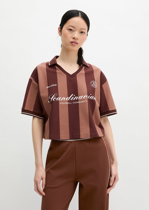 MOP Club '67 Football Shirt Shirt, Cropped, Striped — Mid Brown