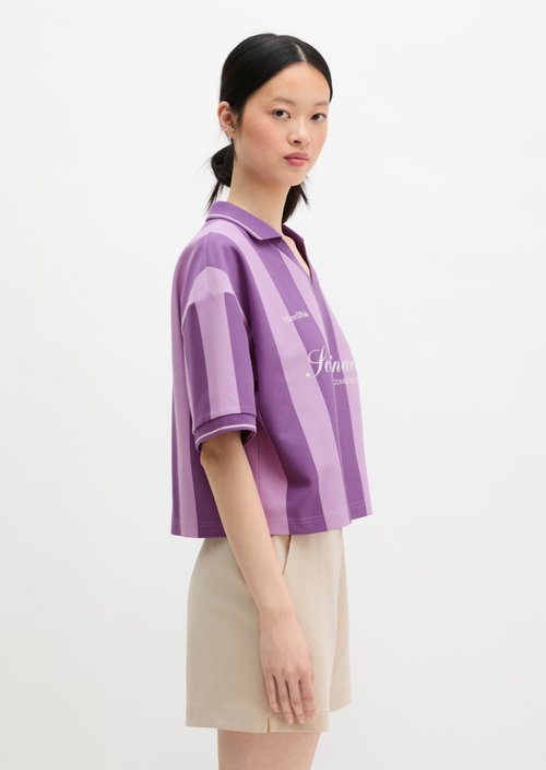 MOP Club '67 Football Shirt Shirt, Cropped, Striped — Vibrant Lilac