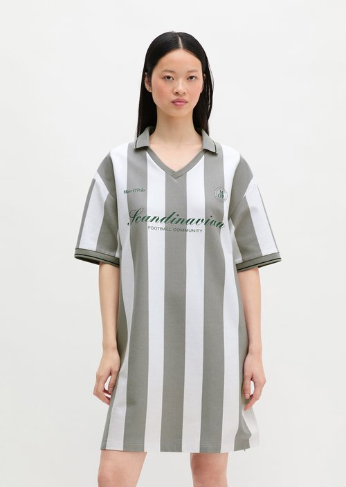 MOP Club '67 Football Shirt Dress, Striped — White